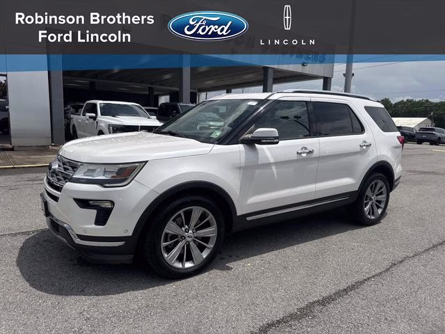 2018 White Platinum Clearcoat Metallic Ford Explorer Limited FWD SUV