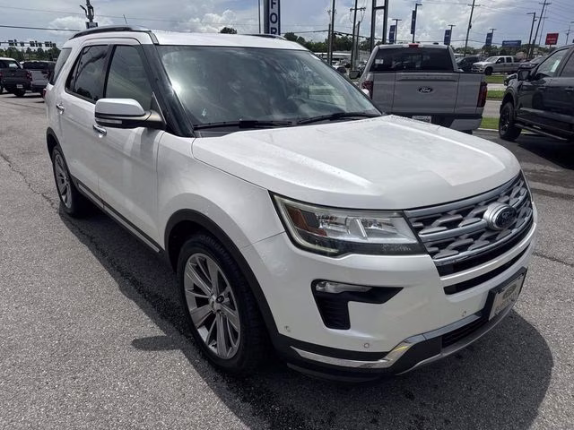 2018 White Platinum Clearcoat Metallic Ford Explorer Limited FWD SUV