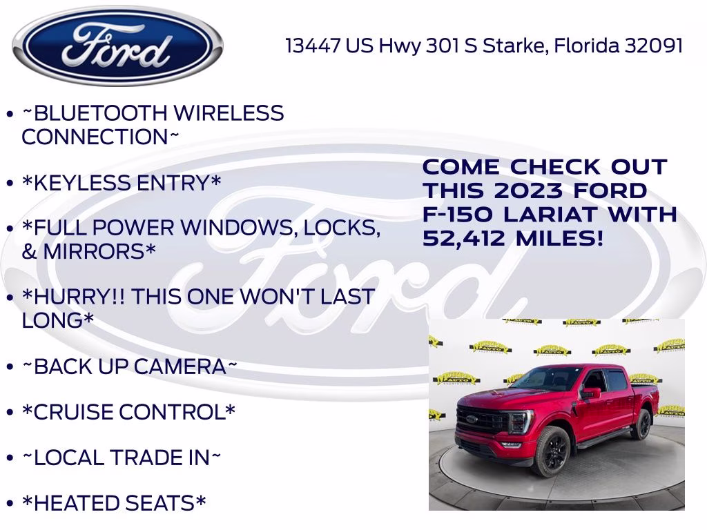 2023 Red Metallic Ford F-150 Lariat 4X4 Truck