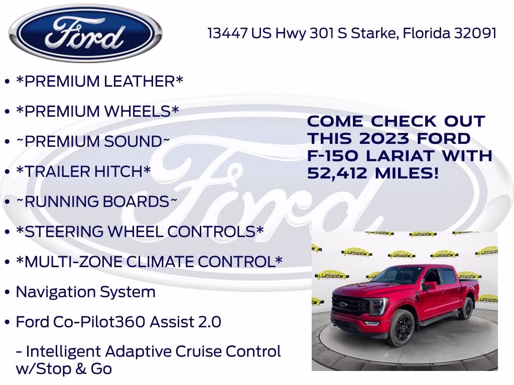 2023 Red Metallic Ford F-150 Lariat 4X4 Truck