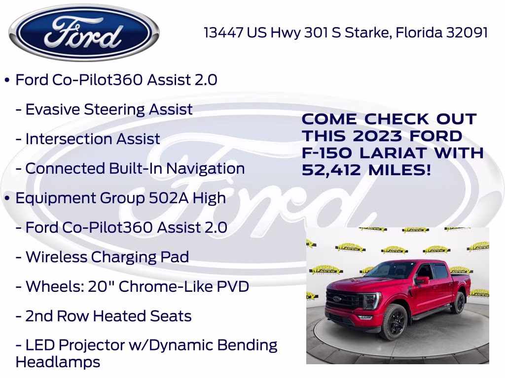 2023 Red Metallic Ford F-150 Lariat 4X4 Truck