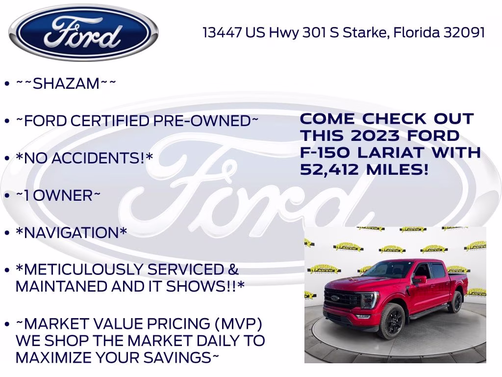 2023 Red Metallic Ford F-150 Lariat 4X4 Truck