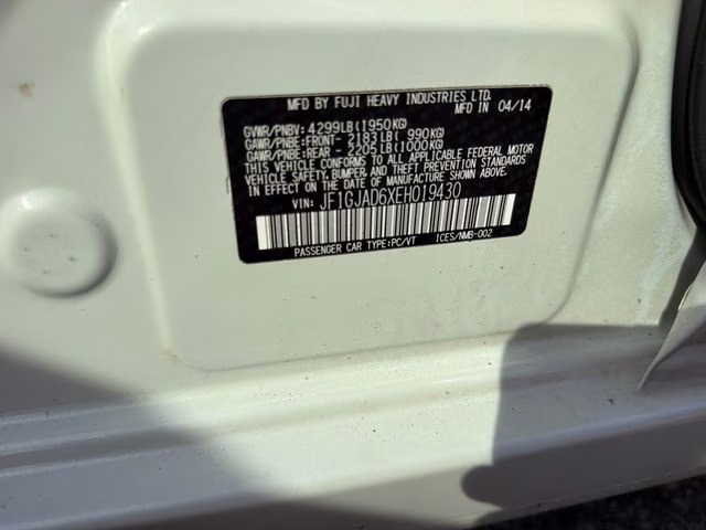 2014 Satin White Pearl Subaru Impreza 2.0i Premium AWD Sedan