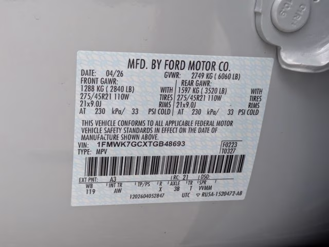 2026 White Ford Explorer ST RWD SUV