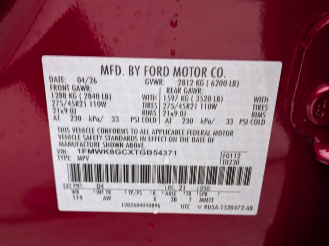 2026 Red Metallic Ford Explorer ST 4X4 SUV