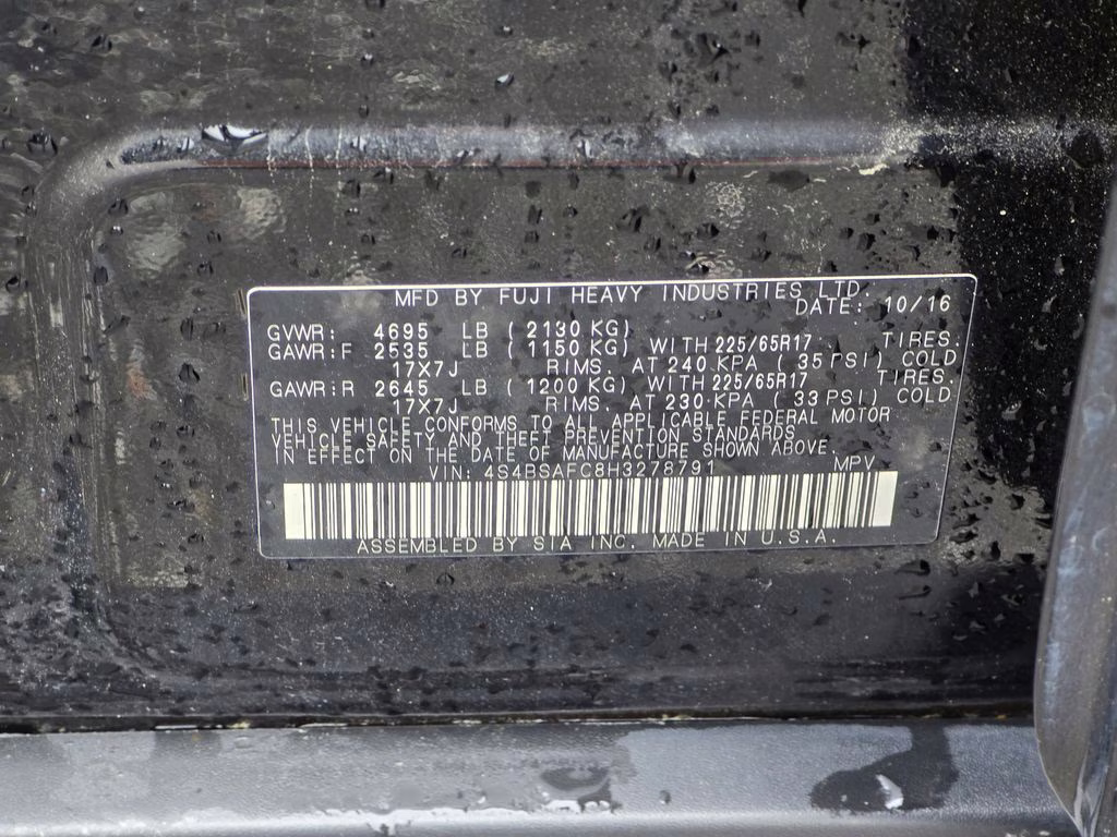 2017 Crystal Black Silica Subaru Outback 2.5i Premium AWD SUV