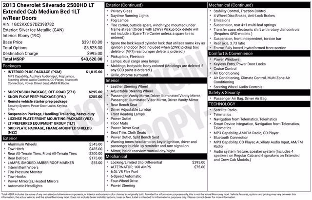 2013 Silver Ice Metallic Chevrolet Silverado 2500HD LT 4X4 Truck