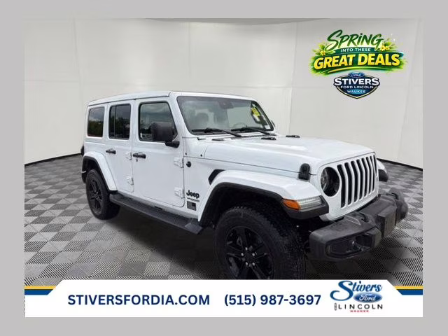 2021 Bright White Clearcoat Jeep Wrangler Unlimited Sahara Altitude 4X4 SUV