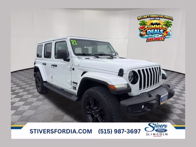 2021 Bright White Clearcoat Jeep Wrangler Unlimited Sahara Altitude 4X4 SUV