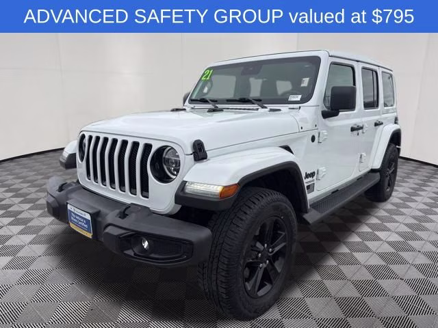 2021 Bright White Clearcoat Jeep Wrangler Unlimited Sahara Altitude 4X4 SUV