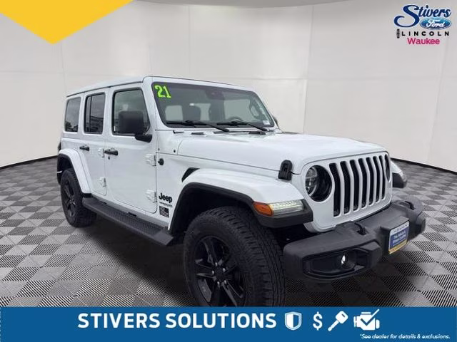 2021 Bright White Clearcoat Jeep Wrangler Unlimited Sahara Altitude 4X4 SUV