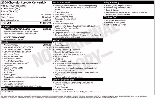 2004 Smokin Asphalt Chevrolet Corvette Base RWD Convertible