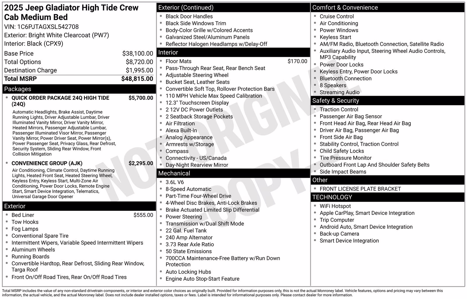 2025 Bright White Clearcoat Jeep Gladiator High Tide 4X4 Truck