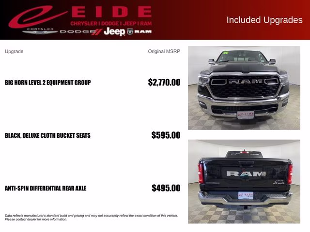 2025 Diamond Black Crystal Pearlcoat Ram 1500 Big Horn 4X4 Truck