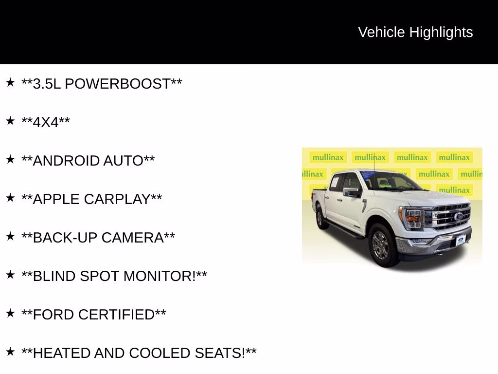 2023 White Metallic Ford F-150 Lariat 4X4 Truck