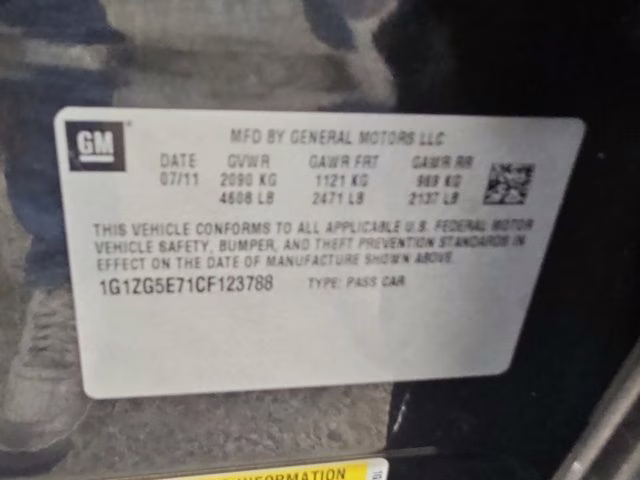 2012 Black Granite Metallic Chevrolet Malibu LTZ FWD Sedan