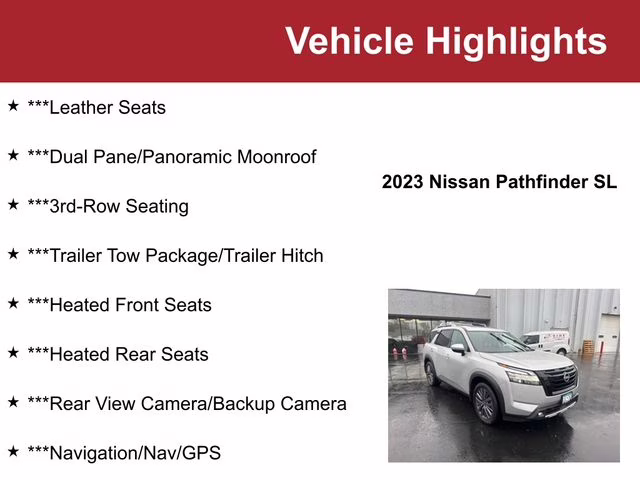 2023 Brilliant Silver Metallic Nissan Pathfinder SL 4X4 SUV