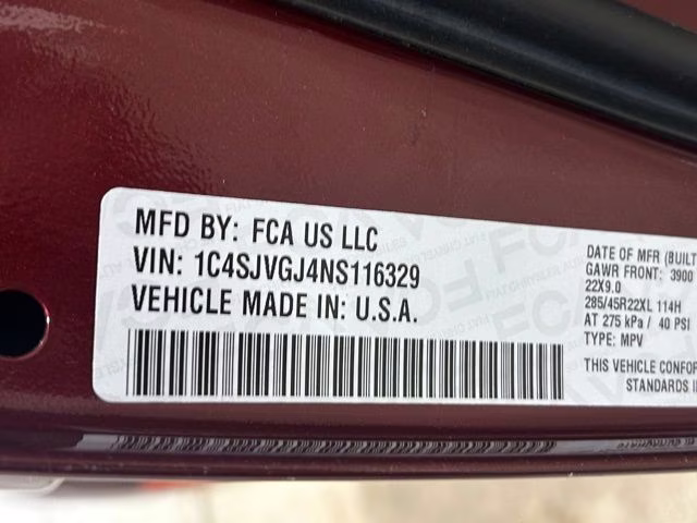 2022 Velvet Red Pearlcoat Jeep Grand Wagoneer Series III 4X4 SUV