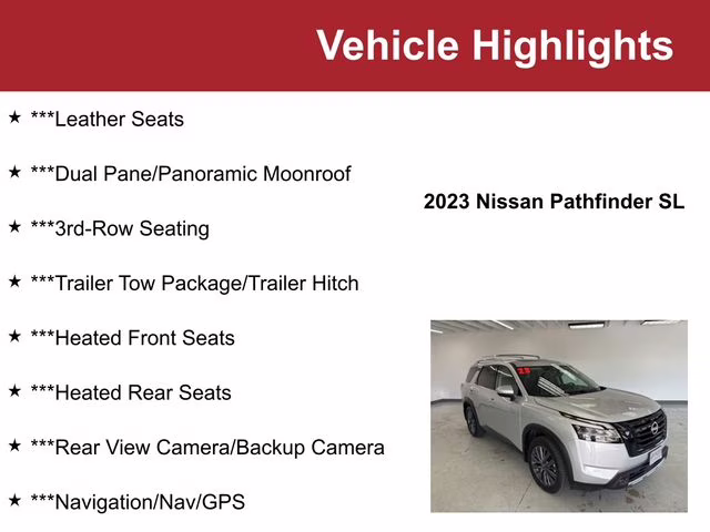 Used 2023 Nissan Pathfinder SL with VIN 5N1DR3CD7PC276588 for sale in Waite Park, Minnesota