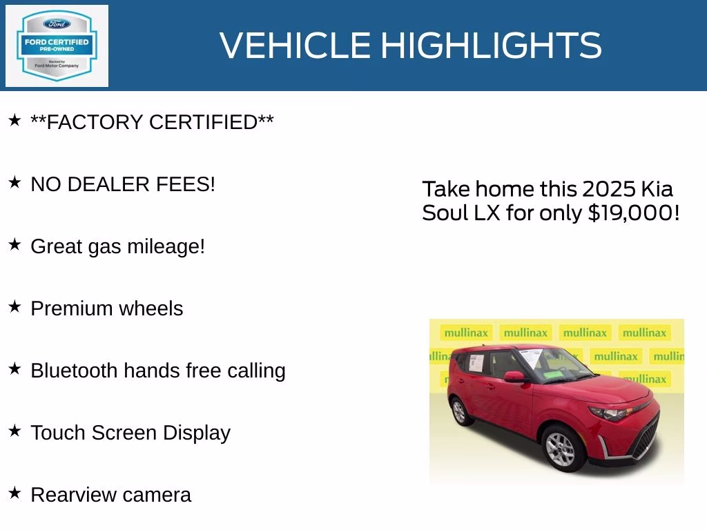 2025 Inferno Red Kia Soul LX FWD Hatchback