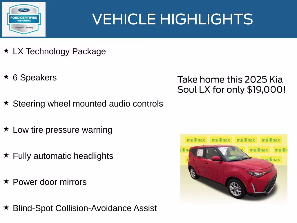 2025 Inferno Red Kia Soul LX FWD Hatchback