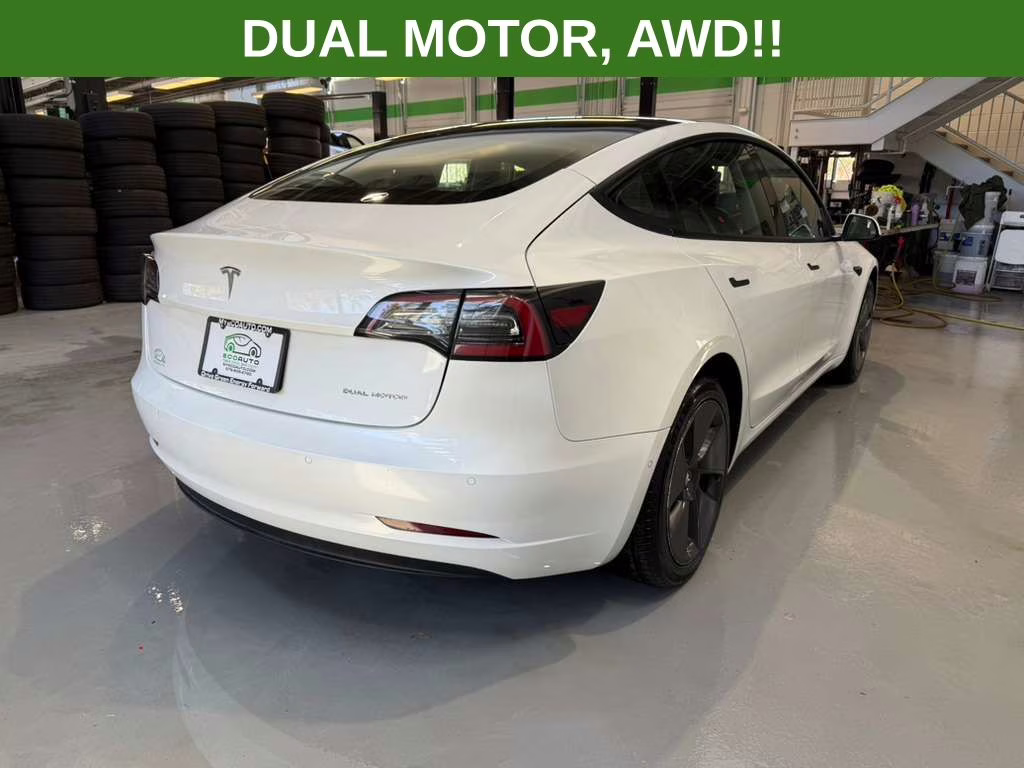 2022 White Tesla Model 3 Long Range AWD Sedan