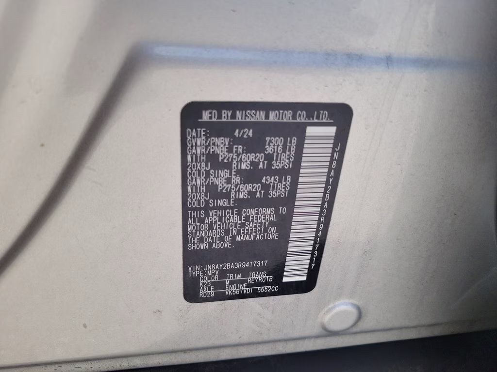 2024 Brilliant Silver Metallic Nissan Armada SL RWD SUV