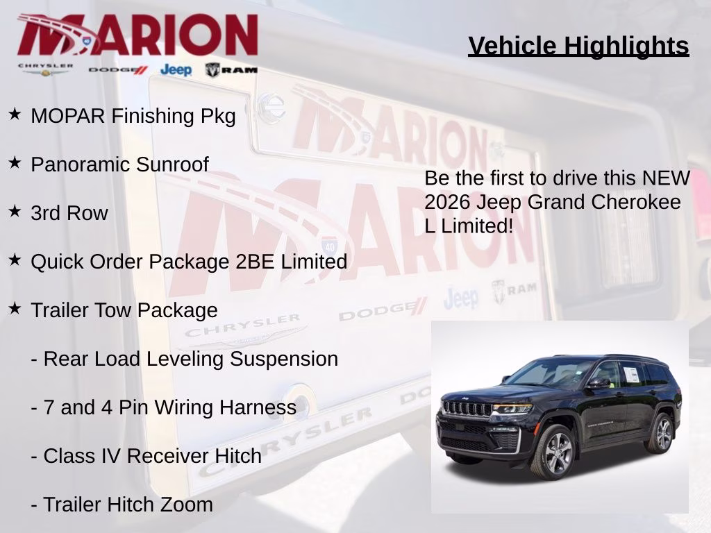 2026 Diamond Black Crystal Pearlcoat Jeep Grand Cherokee L Limited 4X4 SUV