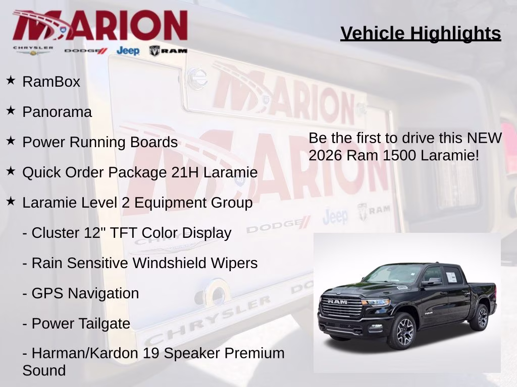 2026 Diamond Black Crystal Pearlcoat Ram 1500 Laramie 4X4 Truck