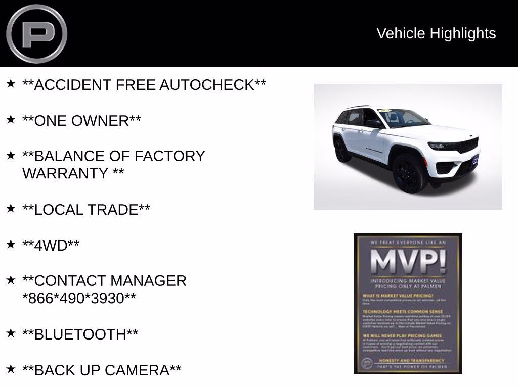 2023 Bright White Clearcoat Jeep Grand Cherokee Altitude X 4X4 SUV