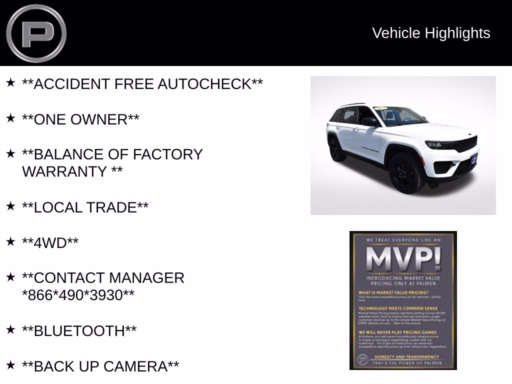 2023 Bright White Clearcoat Jeep Grand Cherokee Altitude X 4X4 SUV