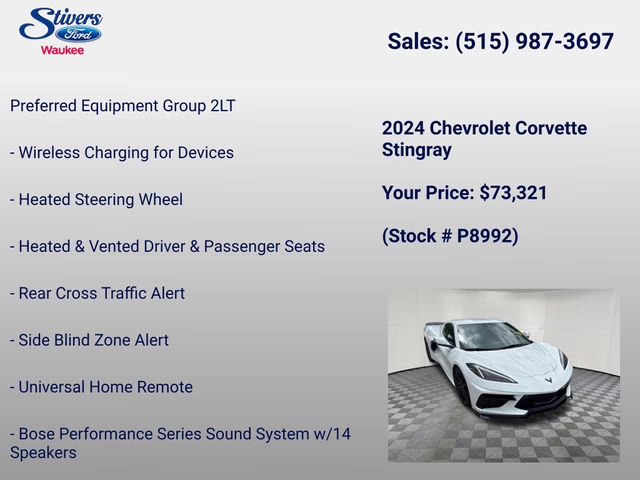 2024 Arctic White Chevrolet Corvette Stingray RWD Coupe