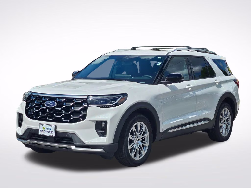 2026 Star White Metallic Tri-Coat Ford Explorer Platinum RWD SUV