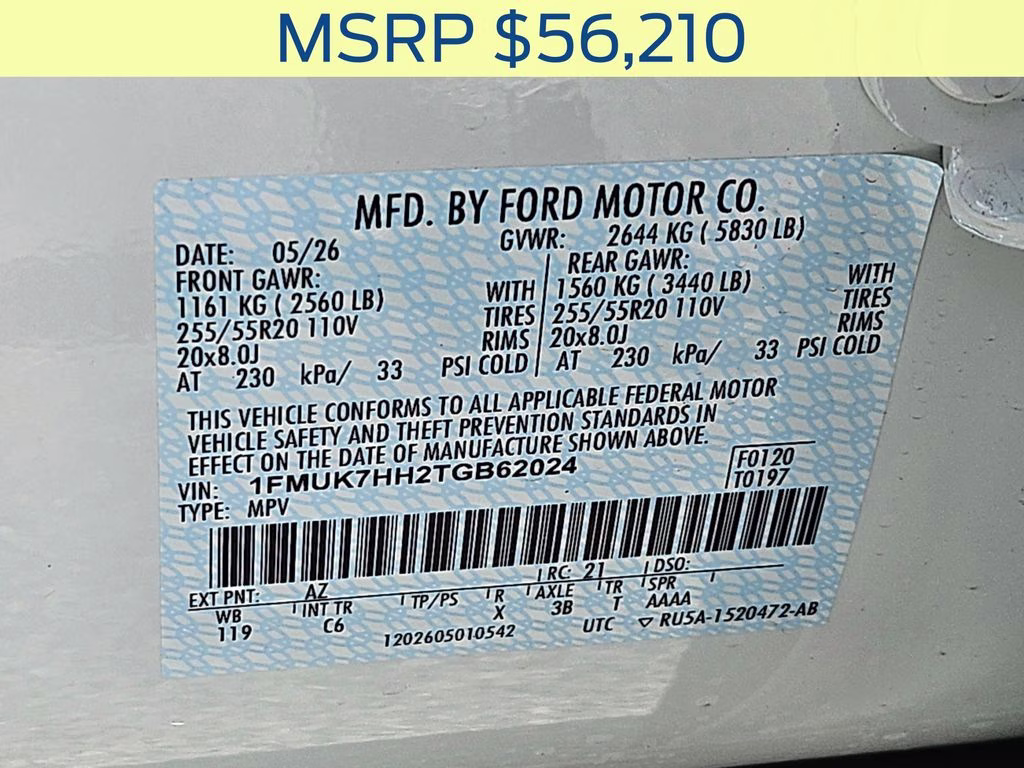 2026 Star White Metallic Tri-Coat Ford Explorer Platinum RWD SUV