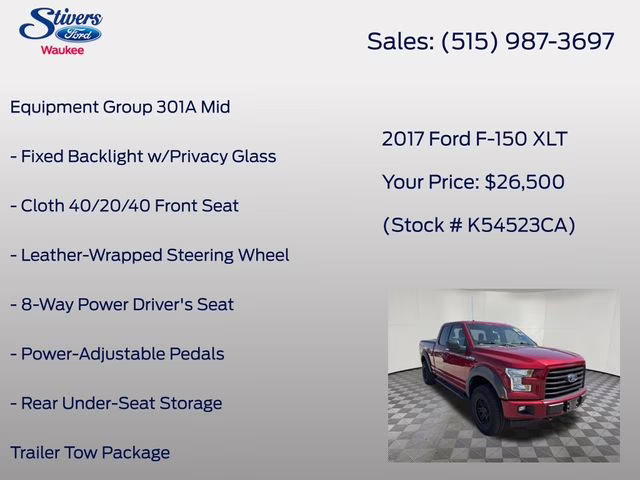 2017 Ruby Red Metallic Ford F-150 XLT 4X4 Truck