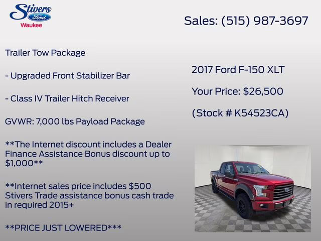 2017 Ruby Red Metallic Ford F-150 XLT 4X4 Truck