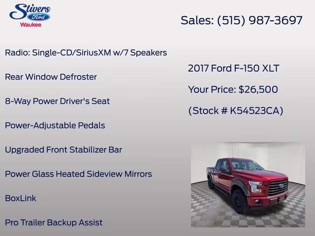 2017 Ruby Red Metallic Ford F-150 XLT 4X4 Truck