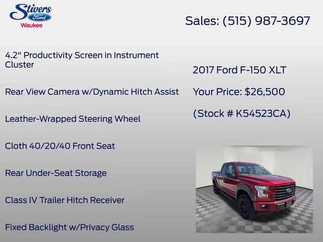 2017 Ruby Red Metallic Ford F-150 XLT 4X4 Truck