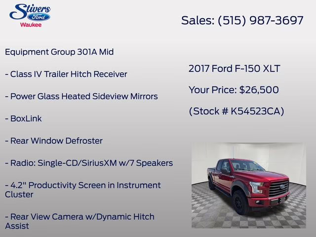 2017 Ruby Red Metallic Ford F-150 XLT 4X4 Truck