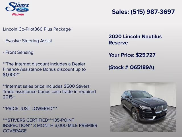 2020 Black Lincoln Nautilus Reserve AWD SUV