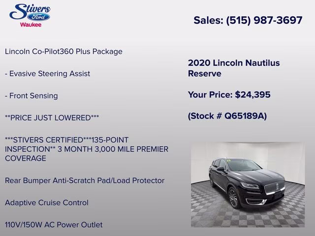 2020 Black Lincoln Nautilus Reserve AWD SUV