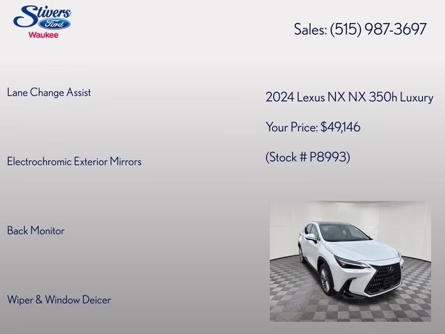 2024 White Pearl Lexus NX 350h Luxury AWD SUV