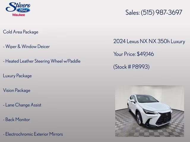 2024 White Pearl Lexus NX 350h Luxury AWD SUV