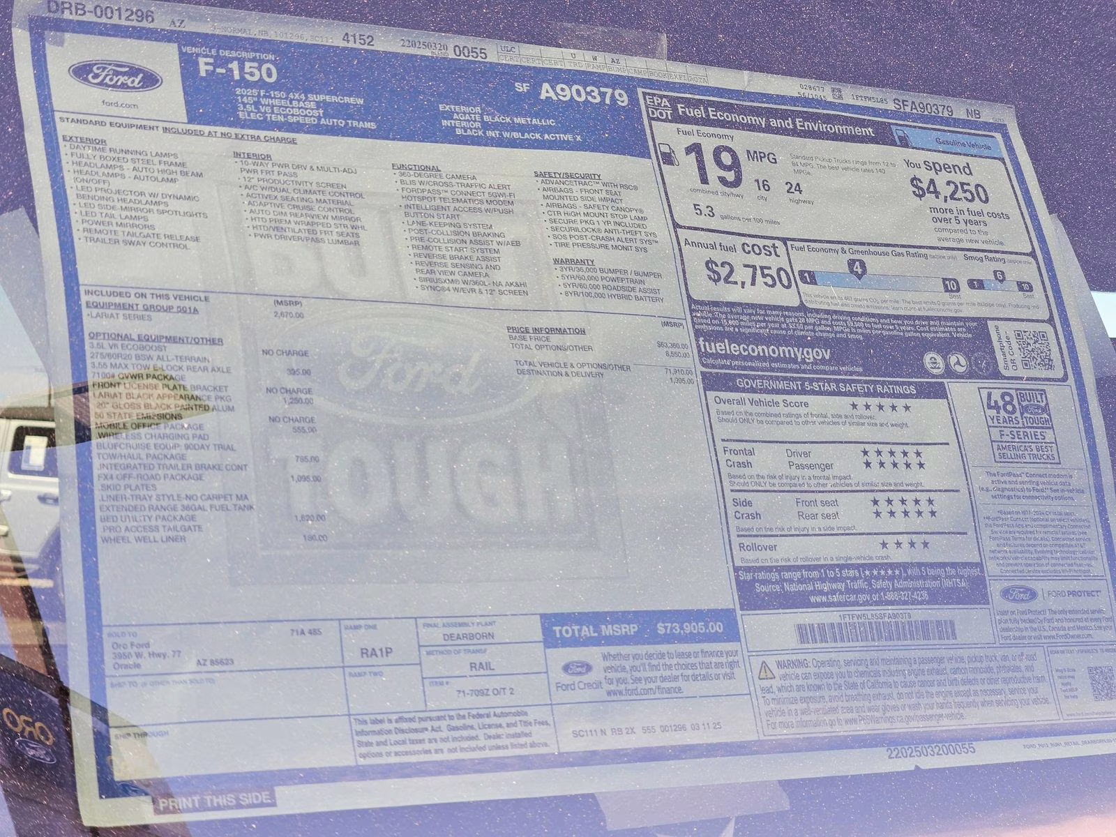 2025 Black Metallic Ford F-150 Lariat 4X4 Truck