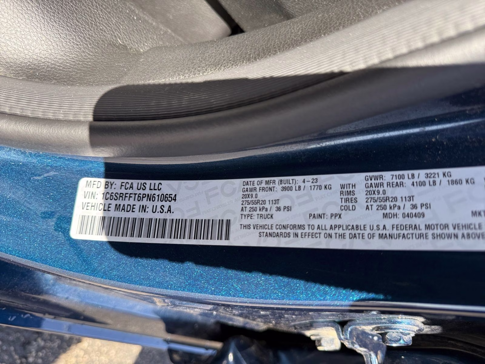 2023 Patriot Blue Pearlcoat Ram 1500 Big Horn/Lone Star 4X4 Truck