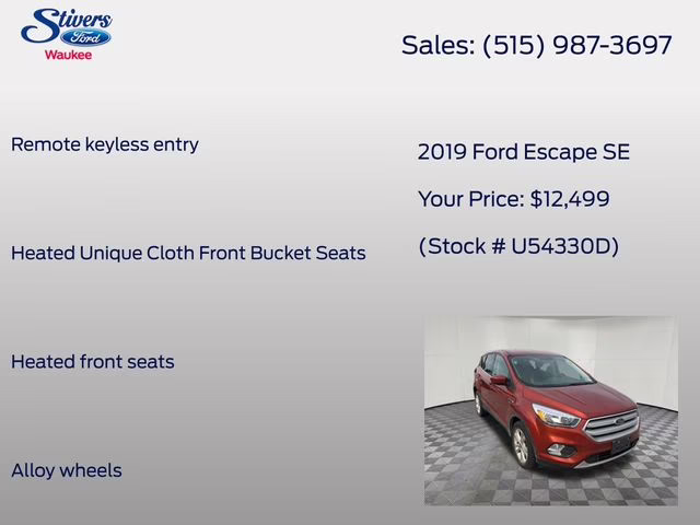 2019 Orange Metallic Ford Escape SE 4X4 SUV