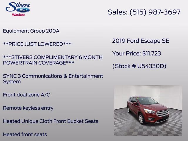2019 Orange Metallic Ford Escape SE 4X4 SUV