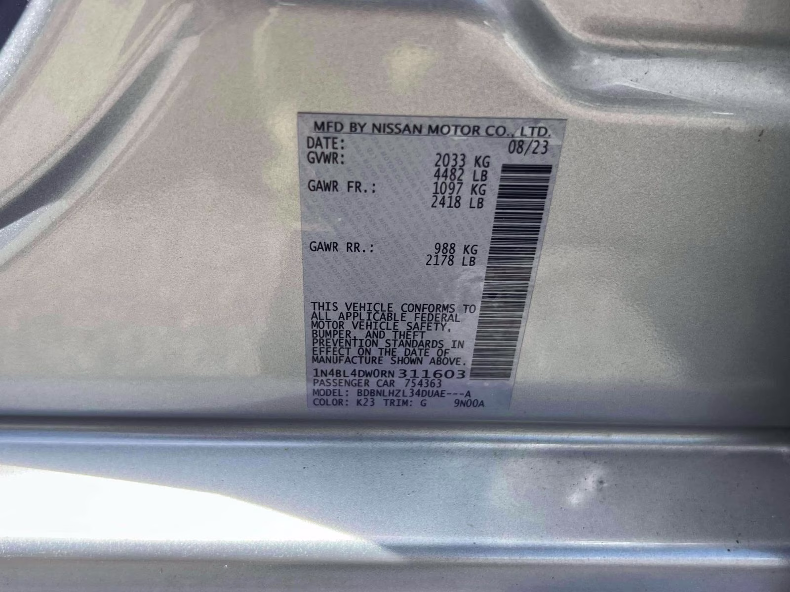 2024 Silver Nissan Altima 2.5 SV AWD Sedan AWD Sedan