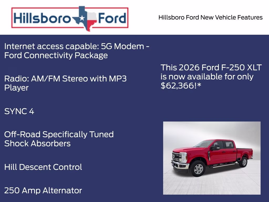 2026 Race Red Ford Super Duty F-250 SRW XLT 4X4 Truck