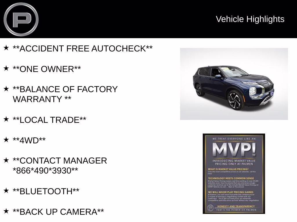 2024 Blue Mitsubishi Outlander SE AWD SUV